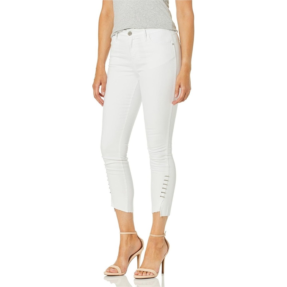 Skinnygirl The Skinny Ankle Jeans White Ankle Details Cropped Raw Hem Size 28
